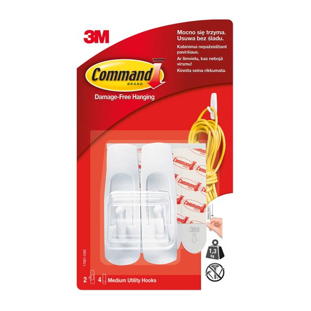 Carlig standard 3M Command, mediu, 1.3 kg, 2 bucati/set