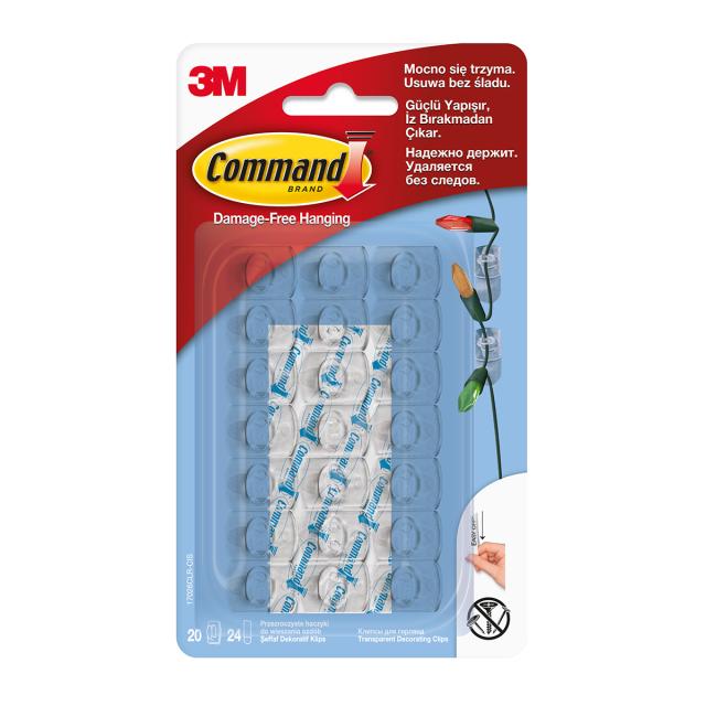 Cleme transparente decorative 3M Command, 225 gr, 20 bucati/set