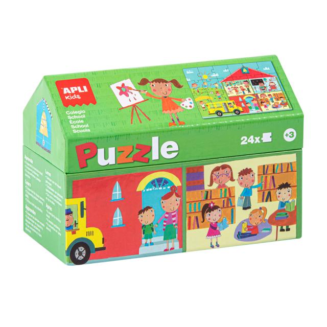 Puzzle casuta Apli, 24 piese, tema Scoala