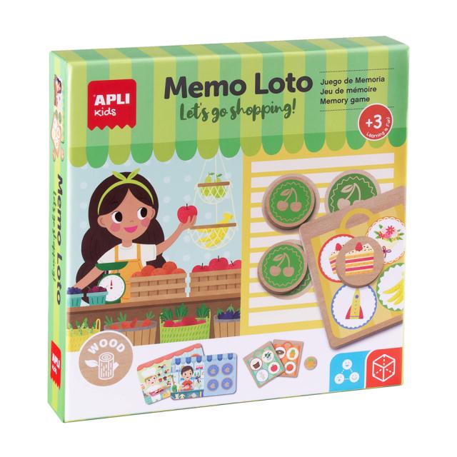 Joc memorie Apli, Memo Loto, 4 table lemn, 16 piese lemn