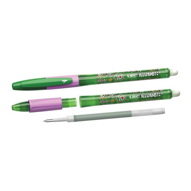 Roller cu gel BIC Gelocity Illusion, fara mecanism, 0.7mm, verde