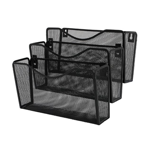 Suport de perete pentru pliante mesh, negru, 325x230x330 mm, 3 bucati/set