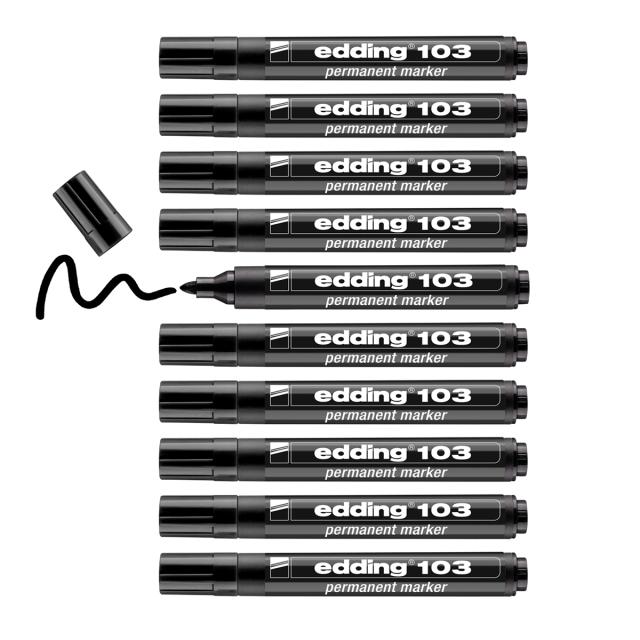 Marker Edding 103 permanent, varf rotund 1.5-3mm, negru