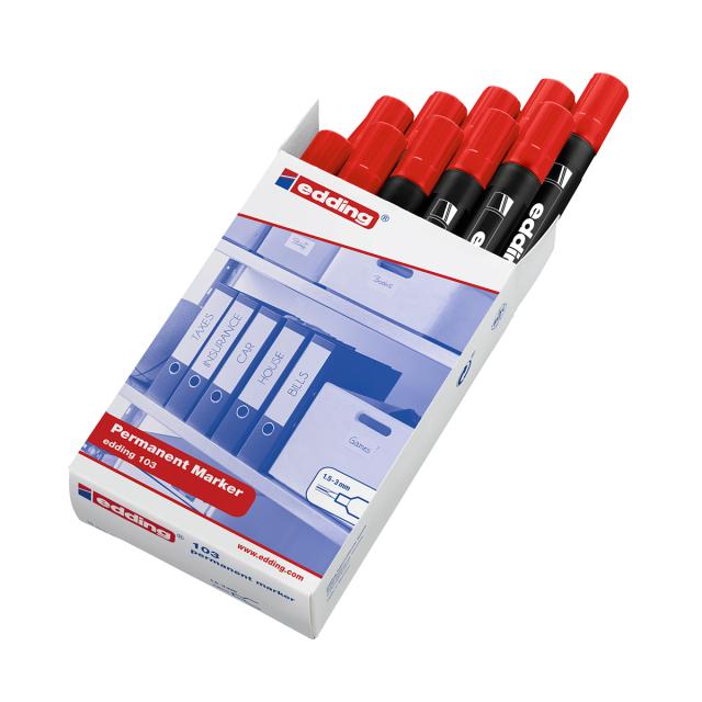 Marker Edding 103 permanent, varf rotund 1.5-3mm, rosu