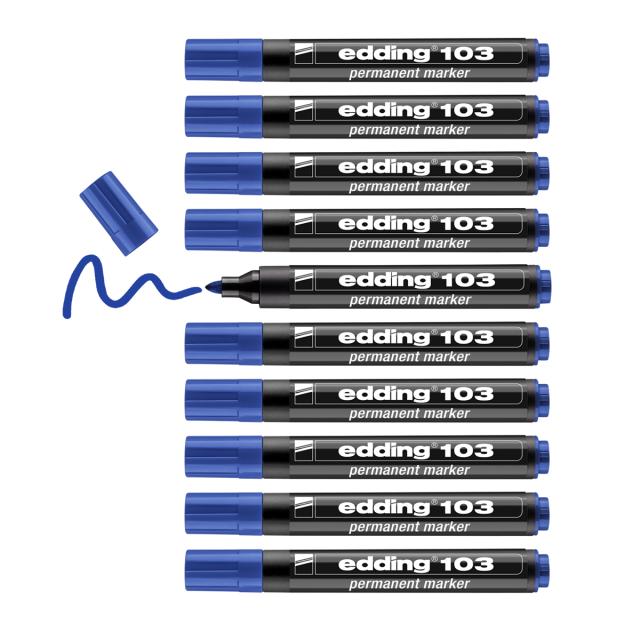 Marker Edding 103 permanent, varf rotund 1.5-3mm, albastru