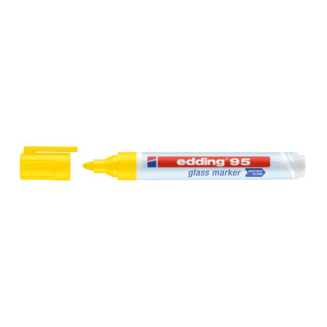 Marker Edding 95, suprafata sticla, varf rotund 1.5-3mm, galben