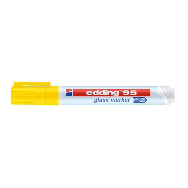 Marker Edding 95, suprafata sticla, varf rotund 1.5-3mm, galben