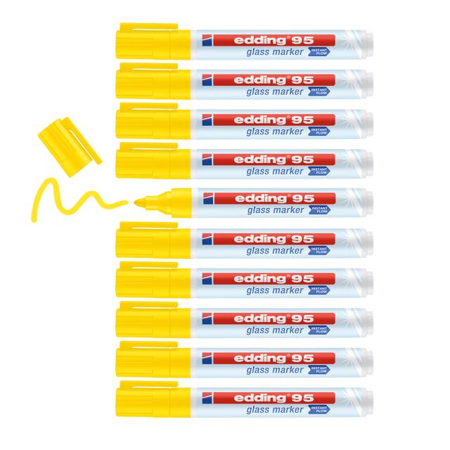 Marker Edding 95, suprafata sticla, varf rotund 1.5-3mm, galben