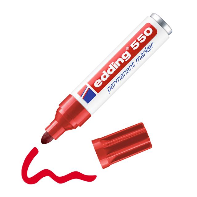 Marker permanent Edding 550, varf 3-4 mm, rosu