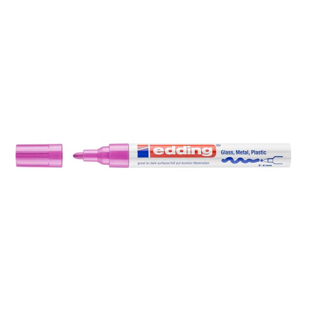 Marker Edding 750 cu vopsea, corp metalic, varf 2-4mm, roz