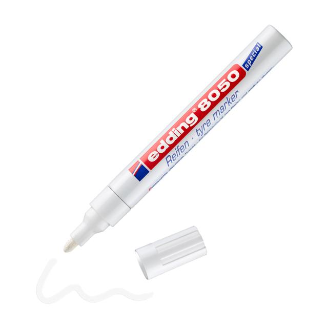 Marker Edding 8050 pentru anvelope, varf 2-4mm, alb