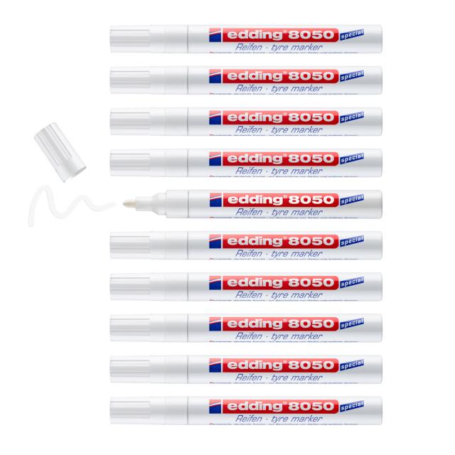 Marker Edding 8050 pentru anvelope, varf 2-4mm, alb