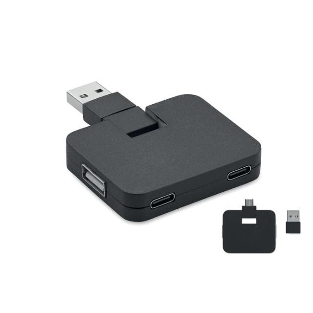 Hub USB 4 porturi, cablu 20 cm, Square C