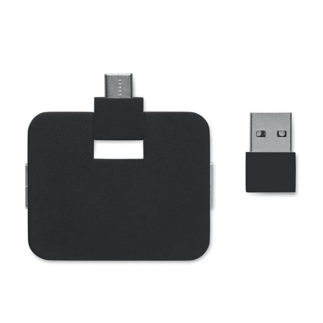 Hub USB 4 porturi, cablu 20 cm, Square C