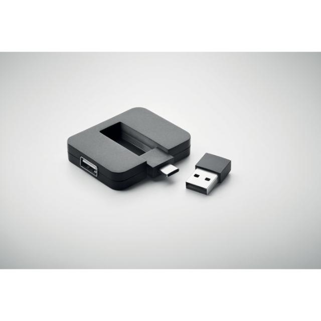 Hub USB 4 porturi, cablu 20 cm, Square C