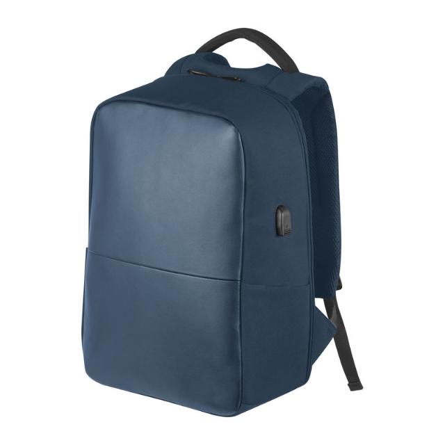 Rucsac laptop cu port USB, albastru inchis