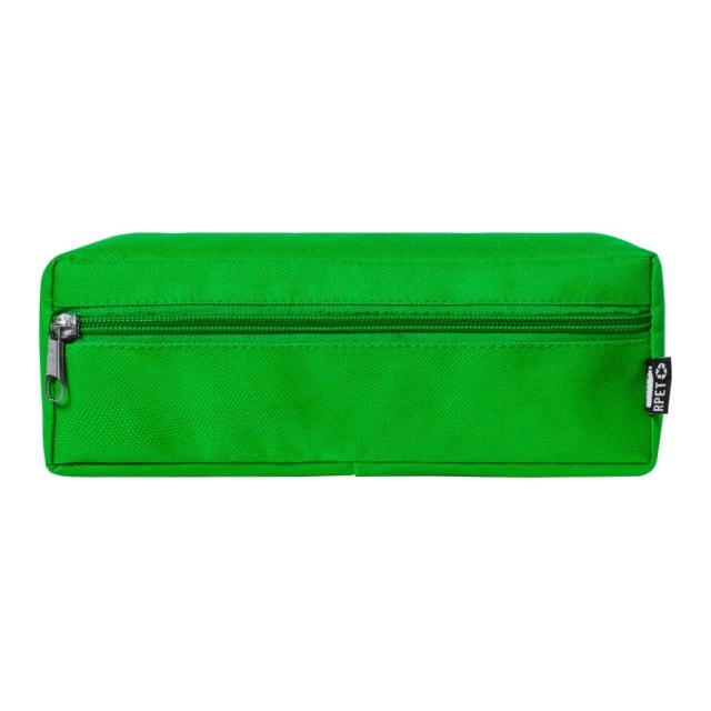 Etui pentru stilouri, poliester RPET, fermoar, verde