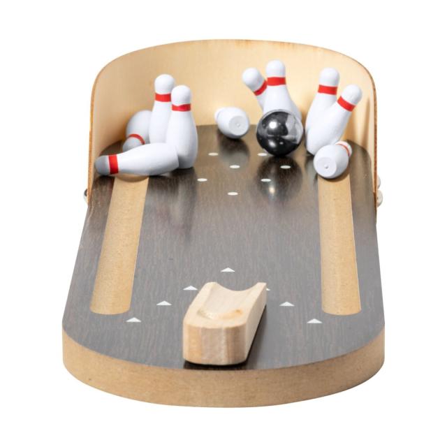 Set mini joc bowling din lemn, natural