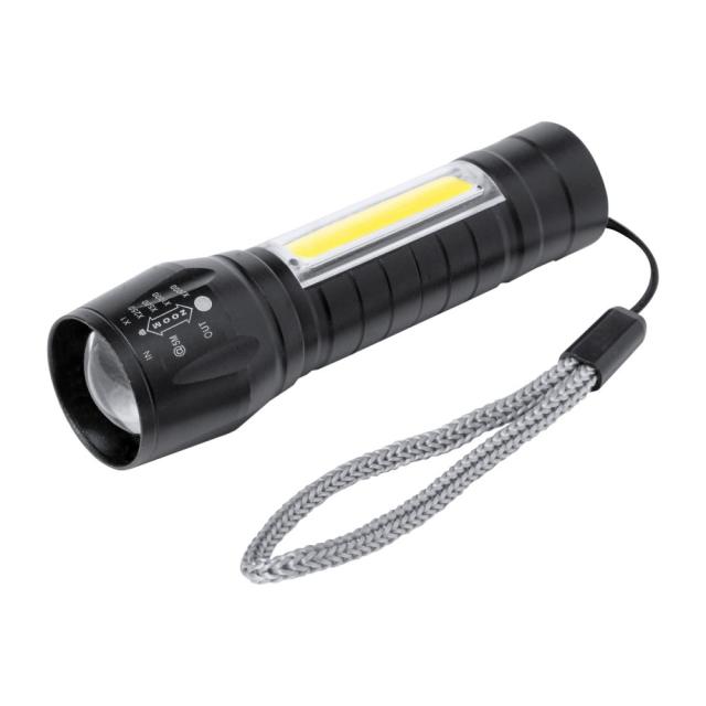 Lanterna aluminiu 1LED, 10 lumini COB, 3 moduri, negru