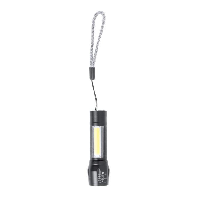 Lanterna aluminiu 1LED, 10 lumini COB, 3 moduri, negru