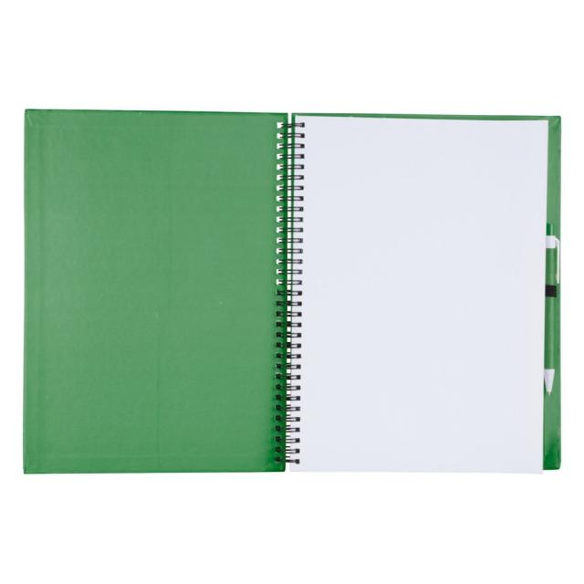 Notes spiralat A4, 80 file, coperta carton, pix verde