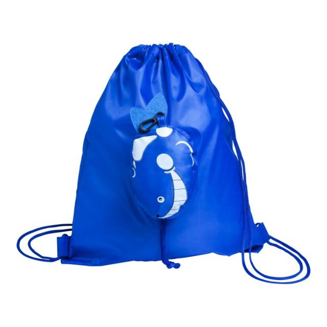 Geanta pliabila drawstring copii, figurina urs, albastru