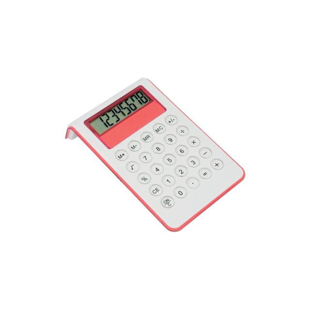 Calculator plastic 8 cifre, corp curbat, rosu