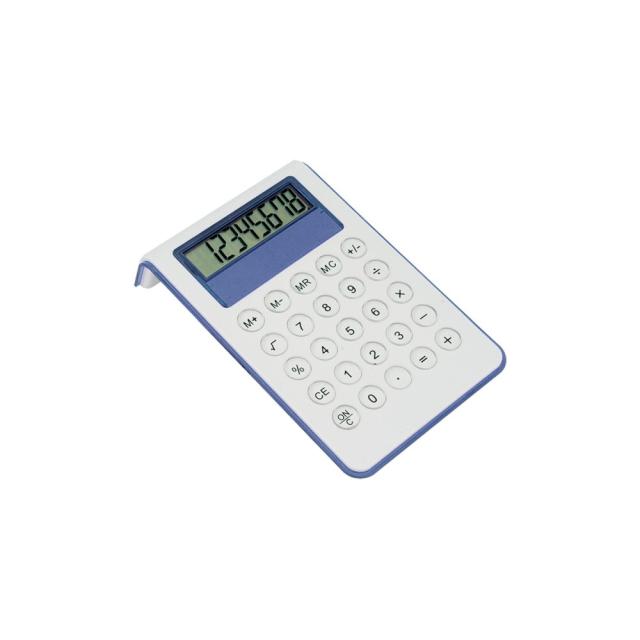 Calculator plastic 8 cifre, corp curbat, albastru