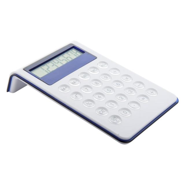 Calculator plastic 8 cifre, corp curbat, albastru