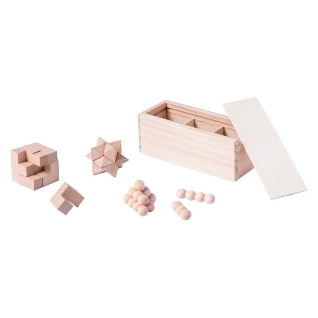 Puzzle 3 modele, cutie de lemn, natural