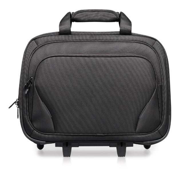 Trolley business Macau, cu buzunar laptop, 17 inch, negru