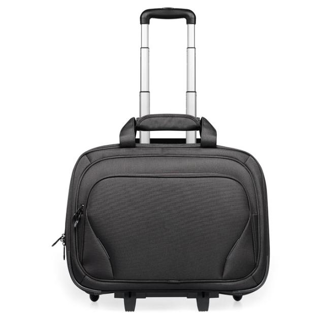 Trolley business Macau, cu buzunar laptop, 17 inch, negru