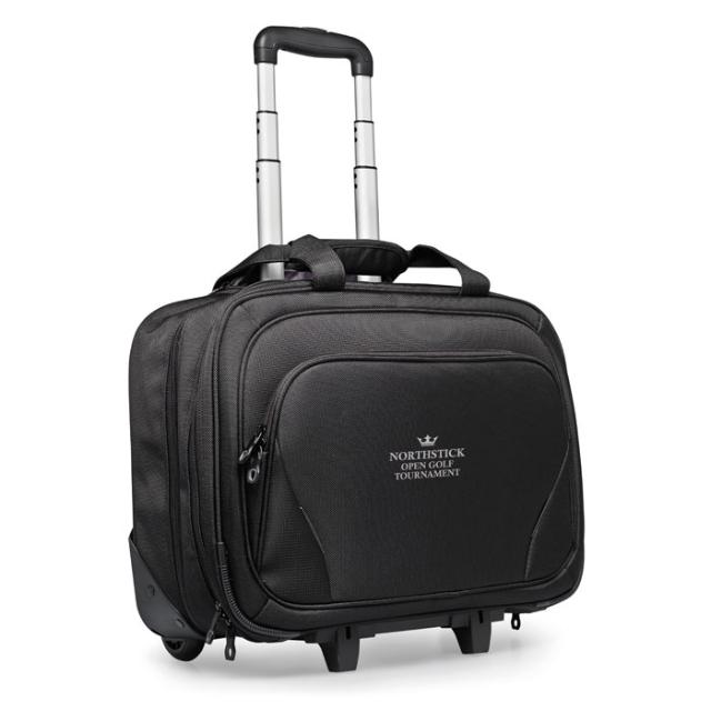 Trolley business Macau, cu buzunar laptop, 17 inch, negru