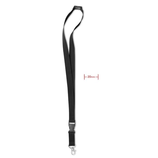 Lanyard 20 mm, sistem siguranta, negru