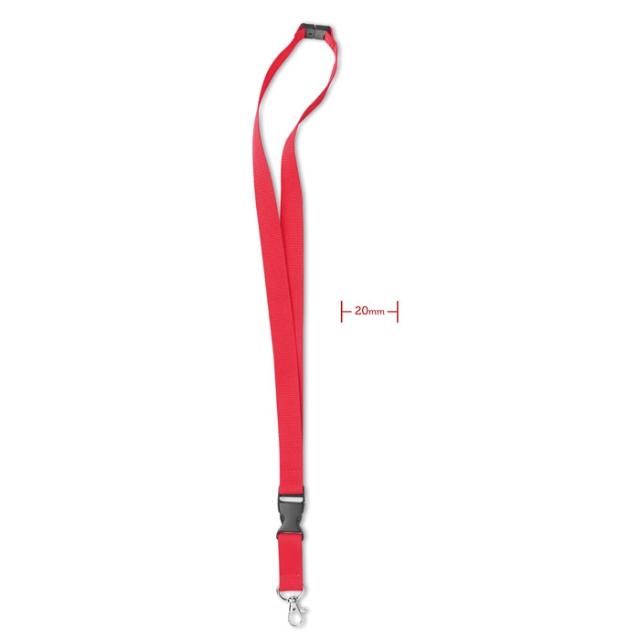 Lanyard 20 mm, sistem siguranta, rosu