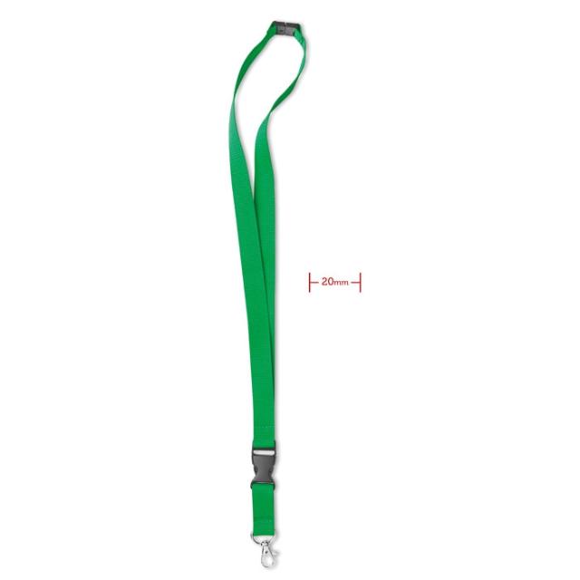 Lanyard 20 mm, sistem siguranta, verde