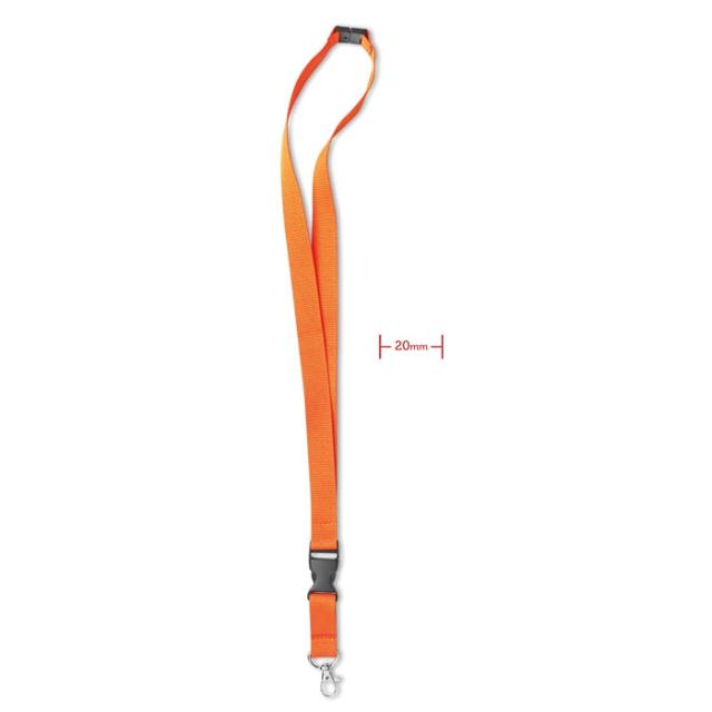 Lanyard 20 mm, sistem siguranta, portocaliu