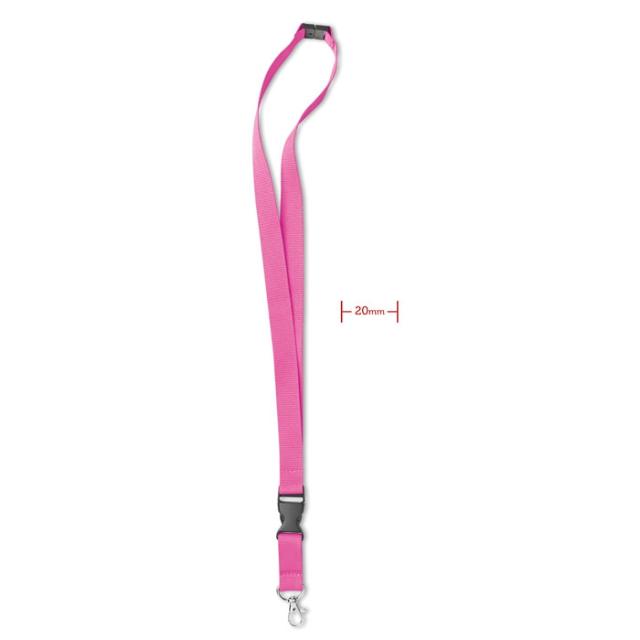 Lanyard 20 mm, sistem siguranta, roz