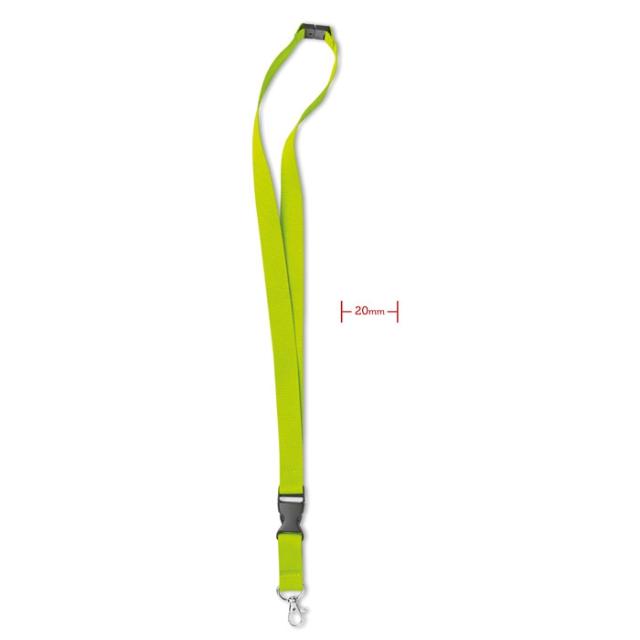 Lanyard 20 mm, sistem siguranta, lime