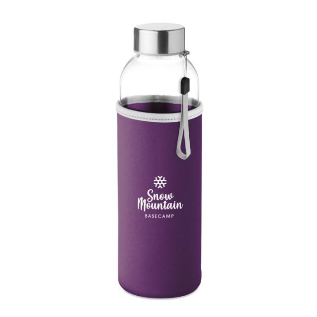 Sticla de sticla Utah in husa din neopren, 500 ml, violet