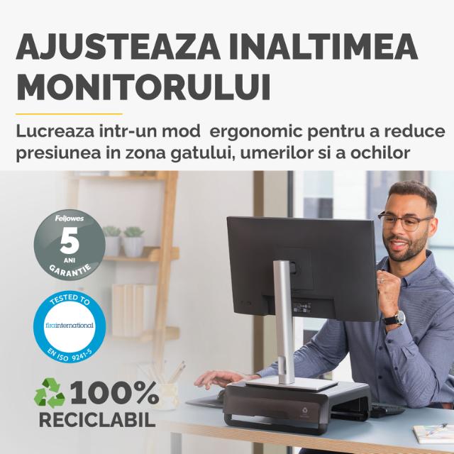 Suport monitor Fellowes Breyta, negru