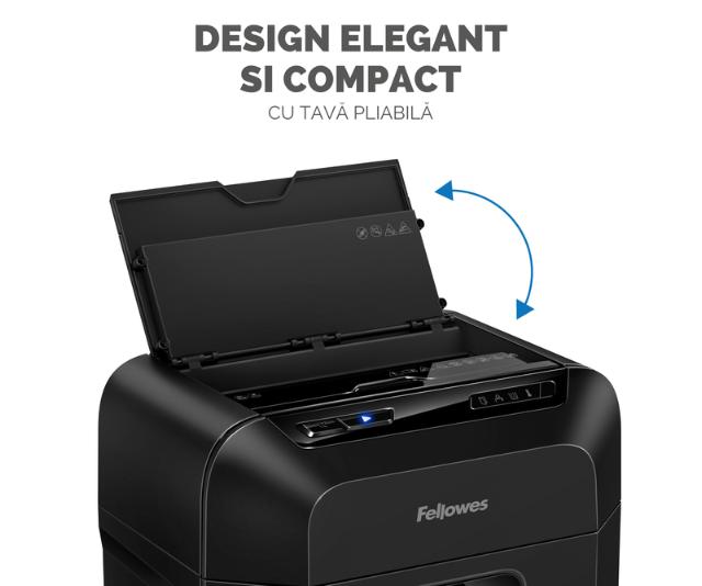 Distrugator documente Fellowes AutoMax 90M, cross-cut, 90 coli, cos 17l, negru