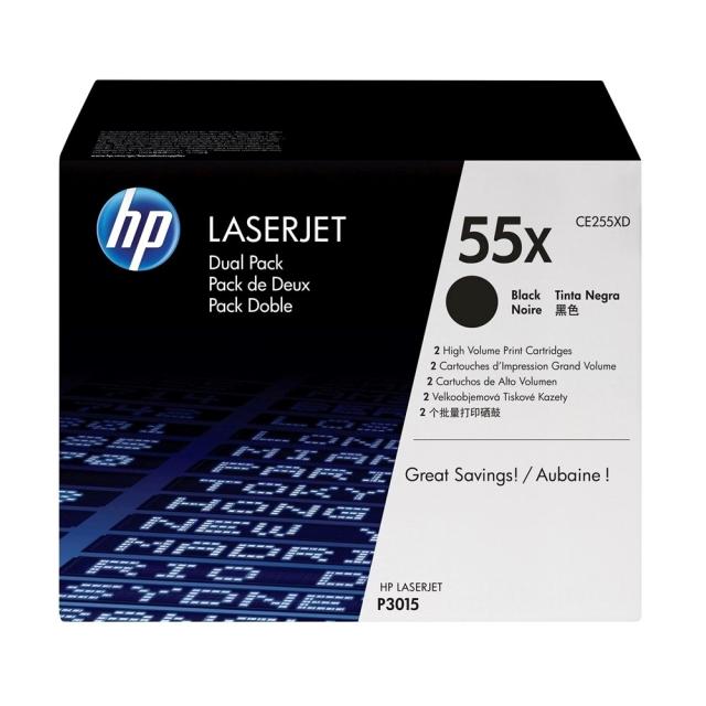 Toner original HP CE255XD, 12500 pagini, negru, double pack