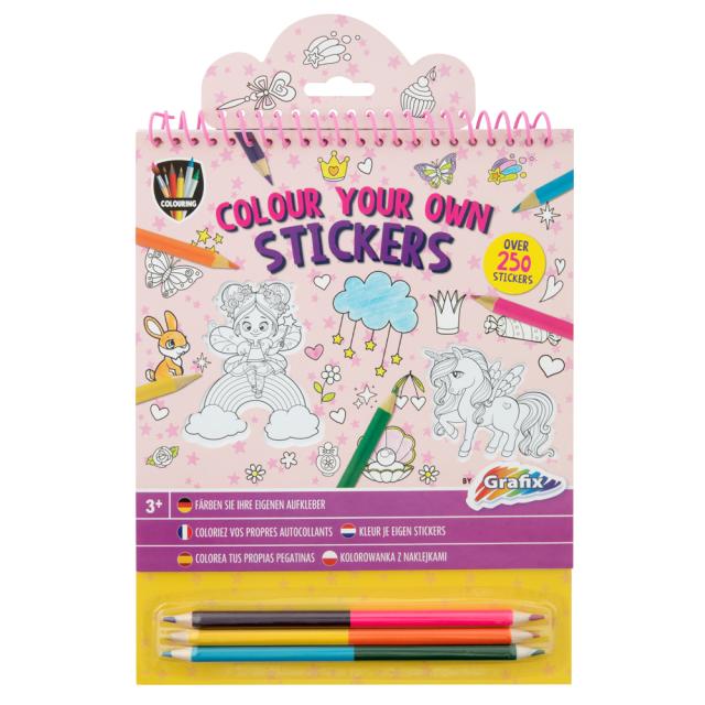 Carnet cu stickere pentru colorat Creative Craft, 250 stickere si 3 creioane