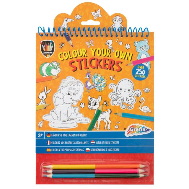 Carnet cu stickere pentru colorat Creative Craft, 250 stickere si 3 creioane