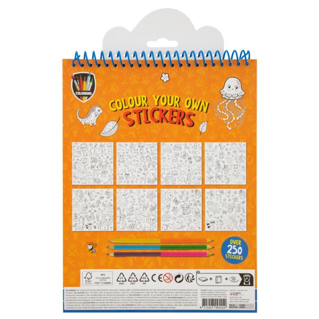 Carnet cu stickere pentru colorat Creative Craft, 250 stickere si 3 creioane