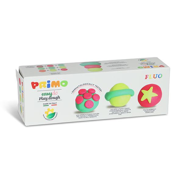 Plastilina Morocolor Primo, 3 culori fluorescente in recipient plastic, 100g