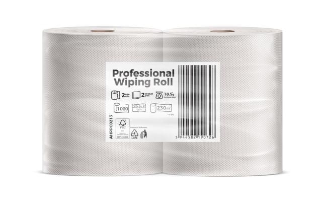 Rola prosop ESENTIS Clean, 2 straturi, 24.5x23 cm, 1000 foi, 230 m, 2 role