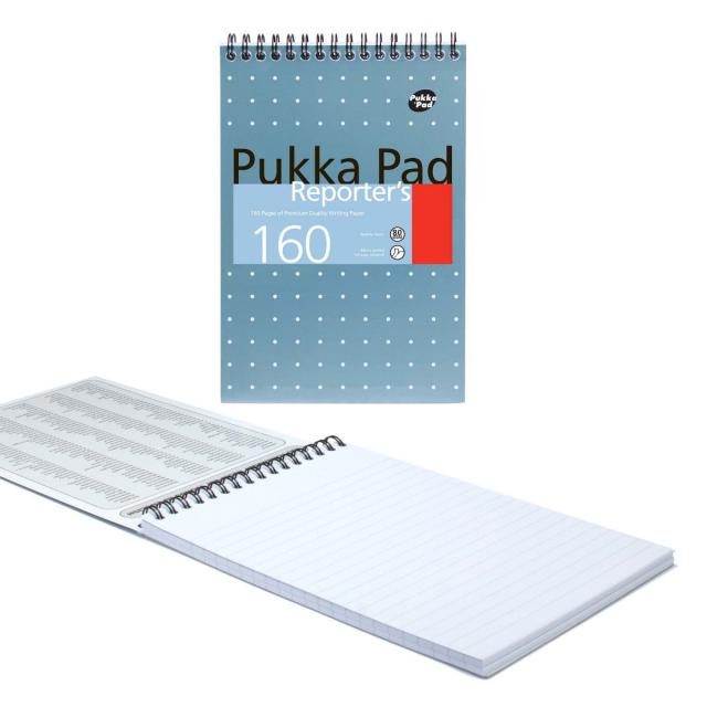 Caiet spira Pukka Pads Reporters 140x205mm dictando 160 pag coperti tari