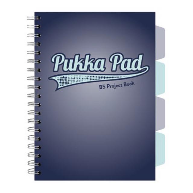 Caiet B5 cu spira si separatoare Pukka Pad Project Book, 200 file, matematica, albastru